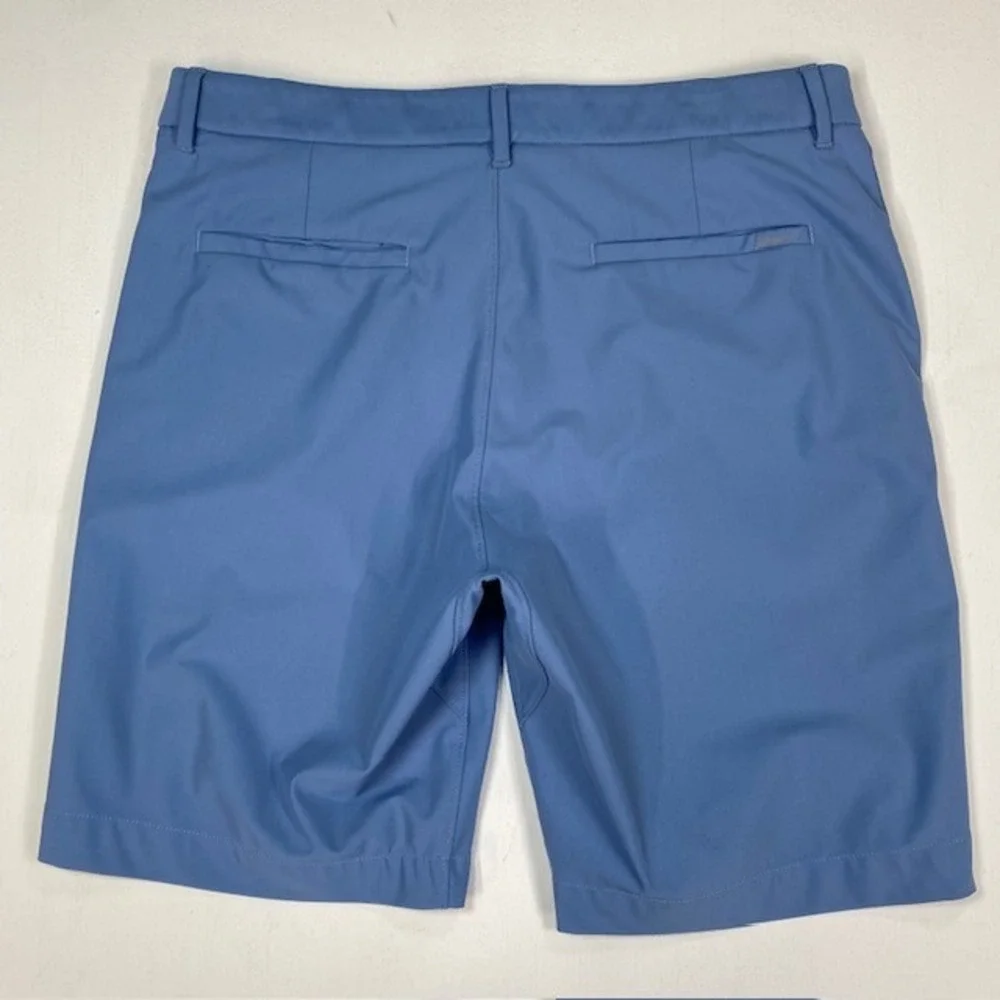 Johnnie-O Prep-Formance Golf Shorts Mens 34 Ripple Blue JMSH1700 Flat Front 9